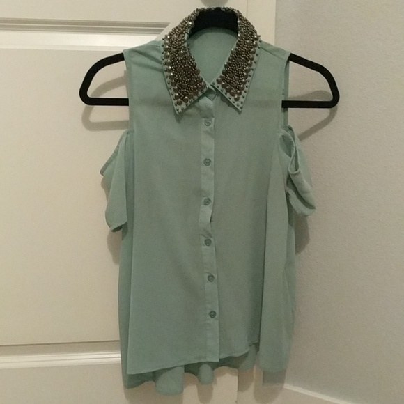 Cold Shoulder Studded Blouse - Picture 2 of 4